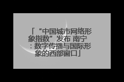 “中国城市网络形象指数”发布 南宁：数字传播与国际形象的西部窗口