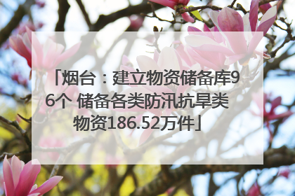 烟台：建立物资储备库96个 储备各类防汛抗旱类物资186.52万件