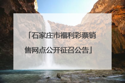 石家庄市福利彩票销售网点公开征召公告