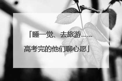 睡一觉、去旅游……高考完的他们聊心愿