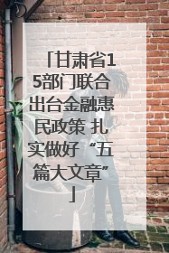 甘肃省15部门联合出台金融惠民政策 扎实做好“五篇大文章”