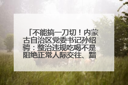 不能搞一刀切！内蒙古自治区党委书记孙绍骋：整治违规吃喝不是阻绝正常人际交往、黯淡人间烟火