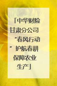 中华财险甘肃分公司“春风行动”护航春耕 保障农业生产