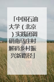 中国石油大学（北京）实践团调研南马庄村解码乡村振兴新路径