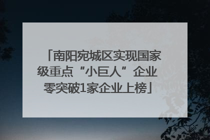 南阳宛城区实现国家级重点“小巨人”企业零突破1家企业上榜