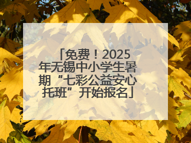 免费！2025年无锡中小学生暑期“七彩公益安心托班”开始报名
