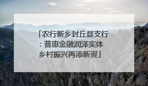 农行新乡封丘县支行：普惠金融润泽实体 乡村振兴再添新翼