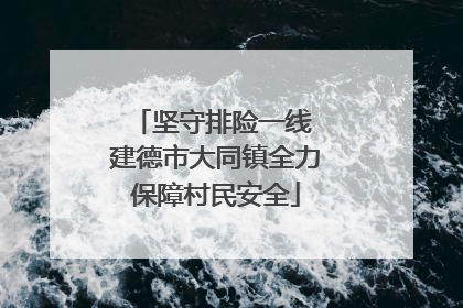 坚守排险一线 建德市大同镇全力保障村民安全