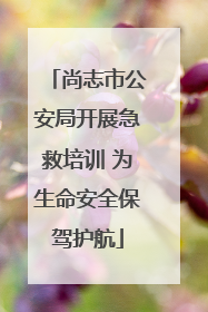 尚志市公安局开展急救培训 为生命安全保驾护航