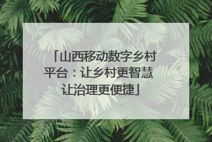山西移动数字乡村平台：让乡村更智慧 让治理更便捷