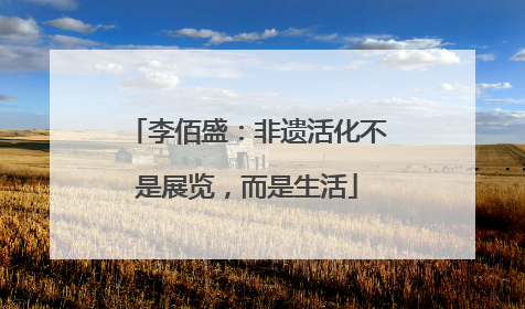 李佰盛：非遗活化不是展览，而是生活