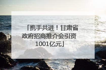 携手共进！甘肃省政府招商推介会引资1001亿元