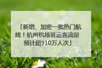 新增、加密一批热门航线！杭州机场暑运客流量预计超910万人次