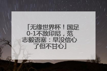 无缘世界杯！国足0-1不敌印尼，范志毅语塞：早没信心了但不甘心