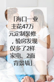 海口一业主花47万元定制装修，验房发现仅多了2样家电、2面背景墙