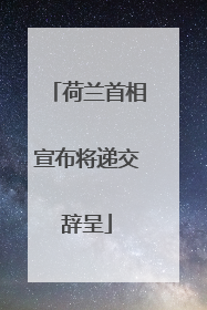 荷兰首相宣布将递交辞呈