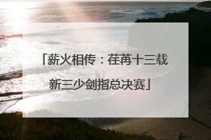 薪火相传：荏苒十三载 新三少剑指总决赛