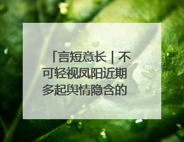 言短意长｜不可轻视凤阳近期多起舆情隐含的深层次问题