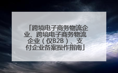 跨境电子商务物流企业、跨境电子商务物流企业（仅B2B）、支付企业备案操作指南