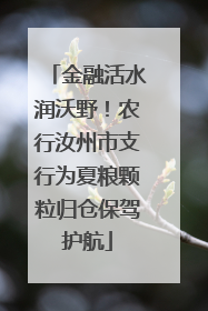 金融活水润沃野！农行汝州市支行为夏粮颗粒归仓保驾护航