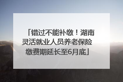 错过不能补缴！湖南灵活就业人员养老保险缴费期延长至6月底
