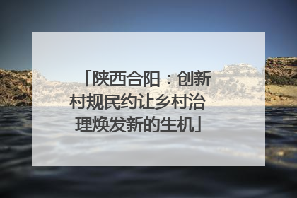 陕西合阳：创新村规民约让乡村治理焕发新的生机